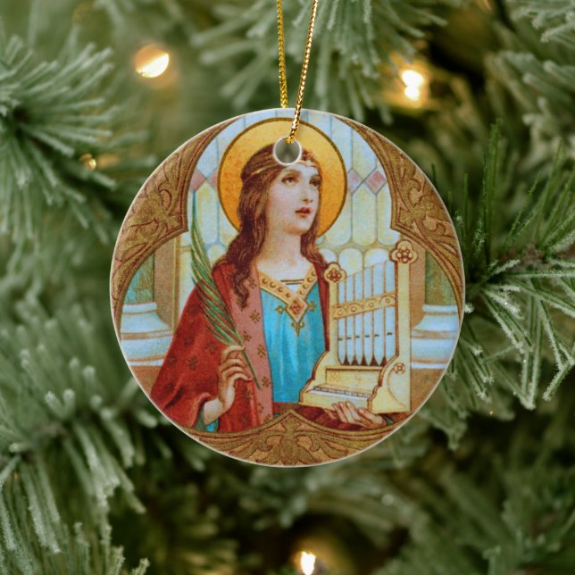 St. Cecilia of Rome (BK 003) Ceramic Tree Decoration (Tree)