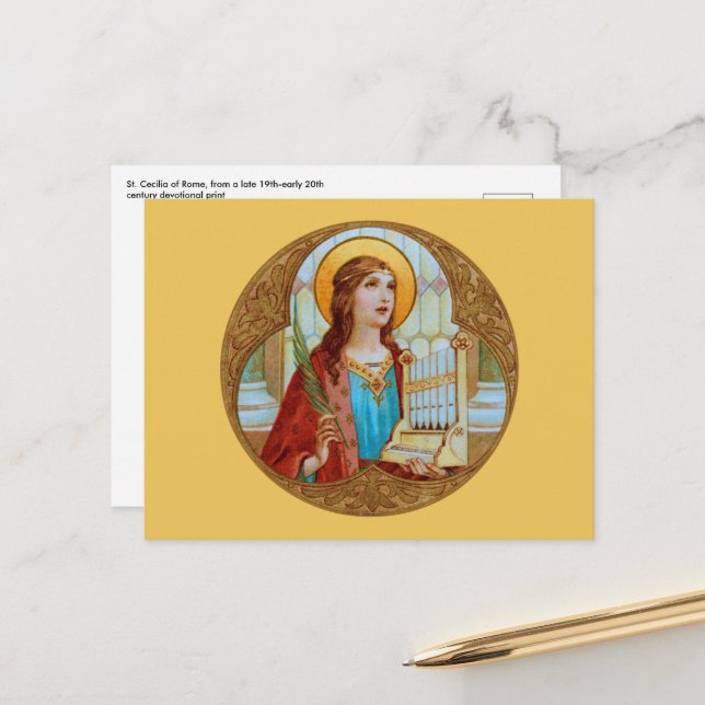 St. Cecilia of Rome (BK 003) Horizontal Postcard (Front/Back In Situ)