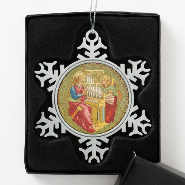 St. Cecilia of Rome (SNV 36) Snowflake Pewter Christmas Ornament (Box)