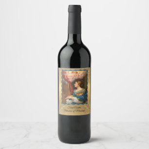 St. Cecilia Patron of Musicians Gold Elegant Wine Label
