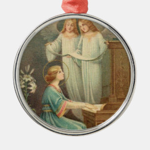 St. Cecilia Patroness of Musicians Metal Tree Decoration