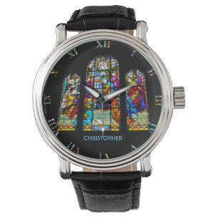 St. Cecilia Playing Organ Stained Glass Imitation Watch