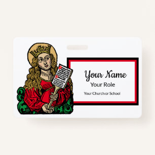 St. Cecilia with Hymn Board (Nuremberg) ID Badge