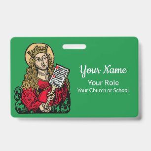 St. Cecilia with Hymn Board (Nuremberg) ID Badge