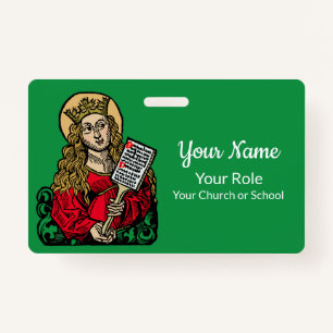 St. Cecilia with Hymn Board (Nuremberg) ID Badge
