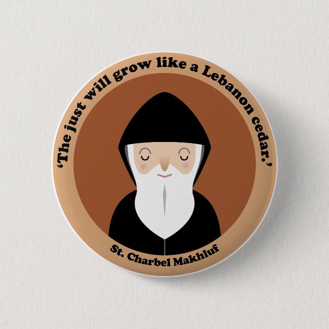 St. Charbel Makhluf 6 Cm Round Badge (Front)