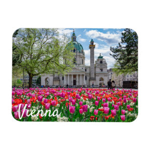 St. Charles Church in spring in Vienna, Austria Magnet