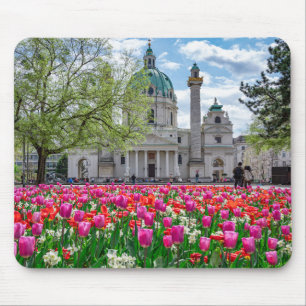 St. Charles Church in spring in Vienna, Austria Mouse Pad