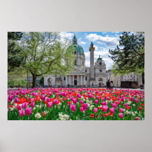 St. Charles Church in spring in Vienna, Austria Poster
