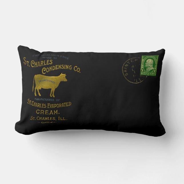 St Charles Illinois DAIRY COW MILK CREAM 1899 Lumbar Cushion (Front)