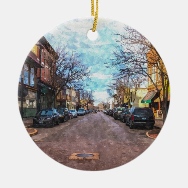 St Charles Main St Painterly Ceramic Tree Decoration (Front)
