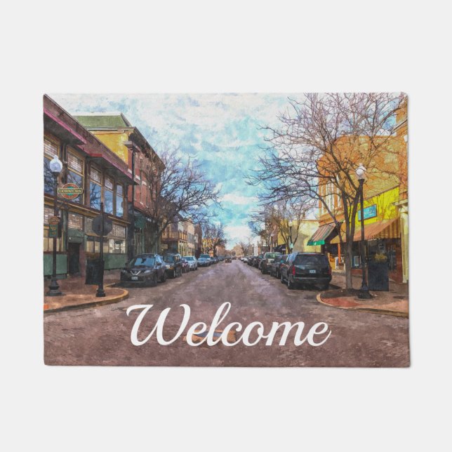 St Charles Main St Painterly Welcome Doormat (Front)