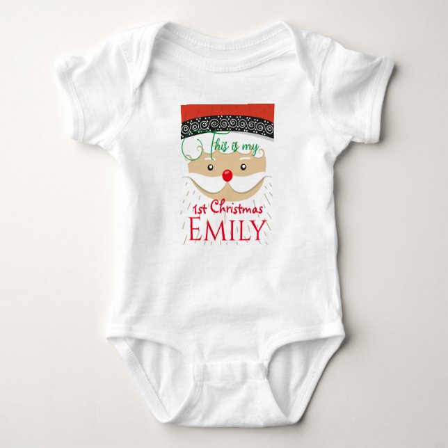 !st Christmas Personalised Baby Bodysuit (Front)