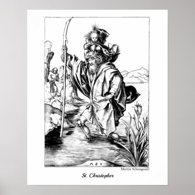St. Christopher Adult Colouring Mediaeval Fine Art Poster (Front)