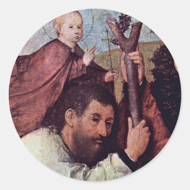 St. Christopher [Detail].,  By Hieronymus Bosch (B Classic Round Sticker (Front)