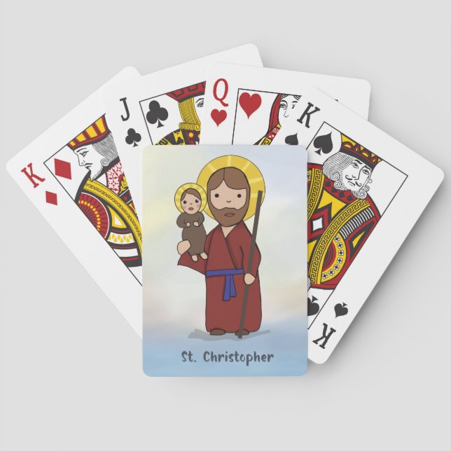 St. Christopher Feast Day Catholic Saint Playing Cards (Back)