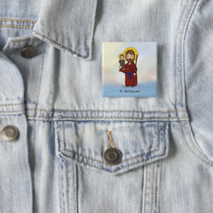 St. Christopher Feast Day Saint 15 Cm Square Badge