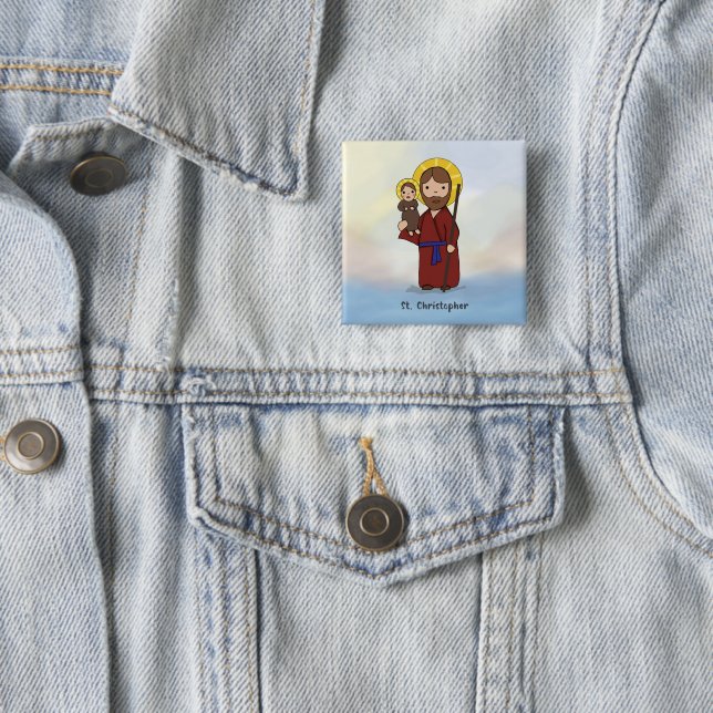 St. Christopher Feast Day Saint  15 Cm Square Badge (In Situ)