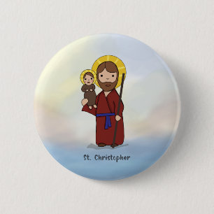 St. Christopher Feast Day Saint 6 Cm Round Badge