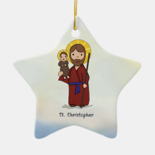 St. Christopher Feast Day Saint  Ceramic Tree Decoration