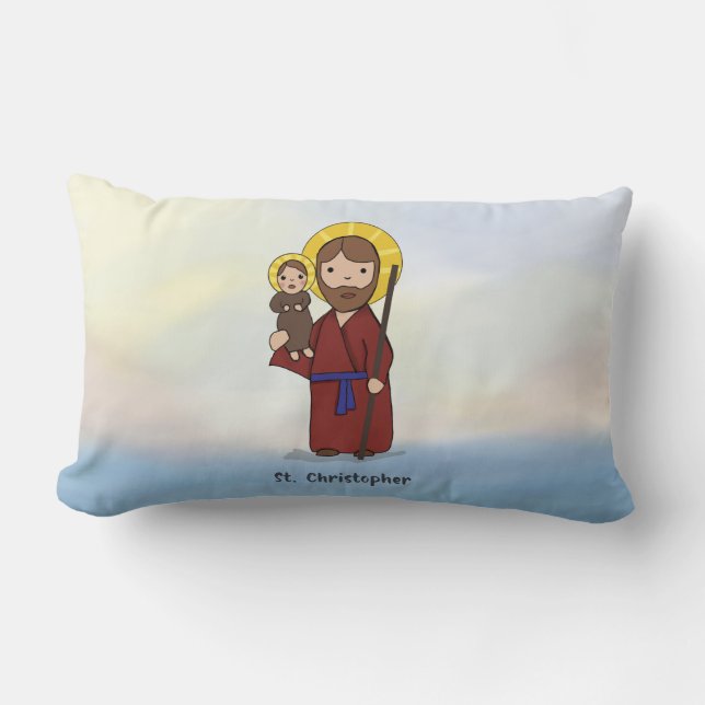 St. Christopher Feast Day Saint  Lumbar Cushion (Front)