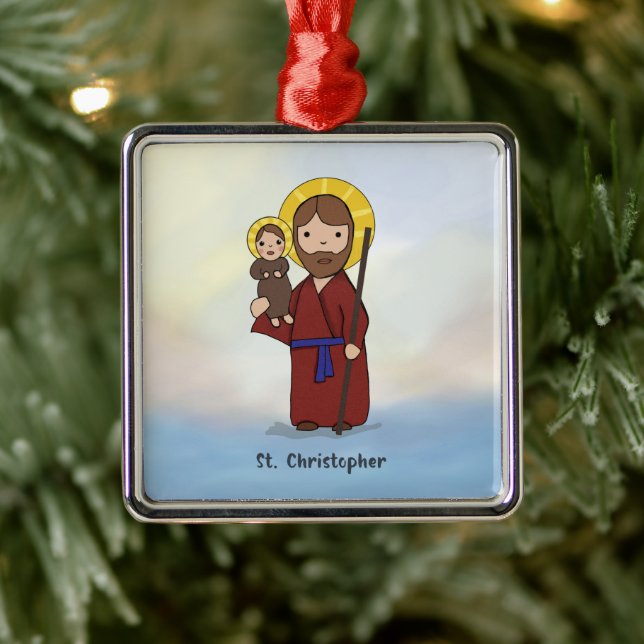 St. Christopher Feast Day Saint  Metal Tree Decoration (Tree)