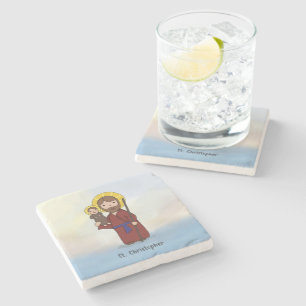 St. Christopher Feast Day Saint  Stone Coaster