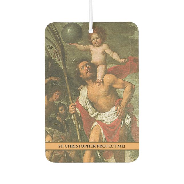 St. Christopher Jesus Catholic Religious Travelers Car Air Freshener (Front)