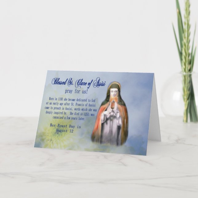St. Clare Feast Day Greeting Card or Name Day (Front)
