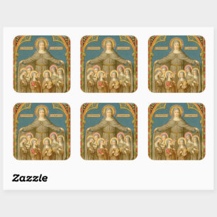 St. Clare of Assisi & Nuns (SAU 027) Square Sticker