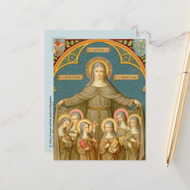 St. Clare of Assisi & Nuns (SAU 027b) Postcard (Front/Back In Situ)