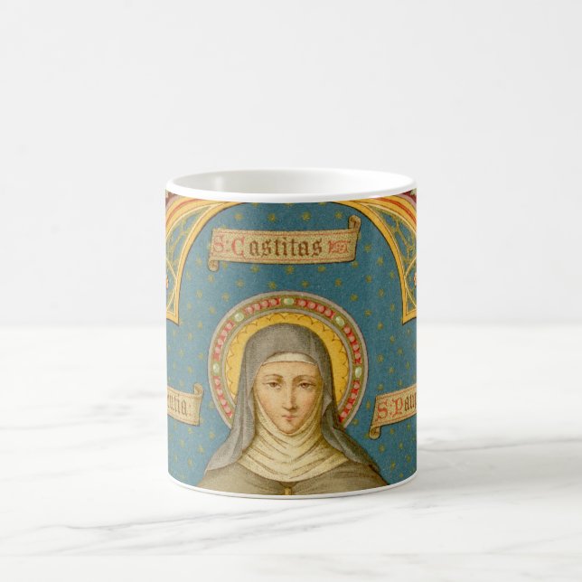 St. Clare of Assisi & Scrolls of Vows (SAU 027) Coffee Mug (Center)