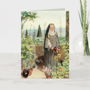 St Clare of Assisi Watering Flowers (M 065) Card