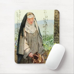 St Clare of Assisi Watering Flowers (M 065) Mouse Pad