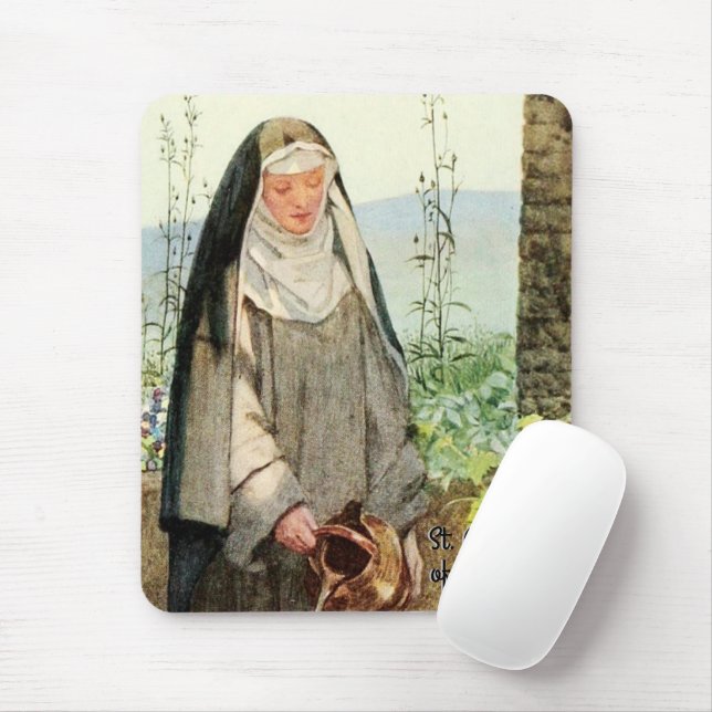 St Clare of Assisi Watering Flowers (M 065) Mouse Pad (With Mouse)