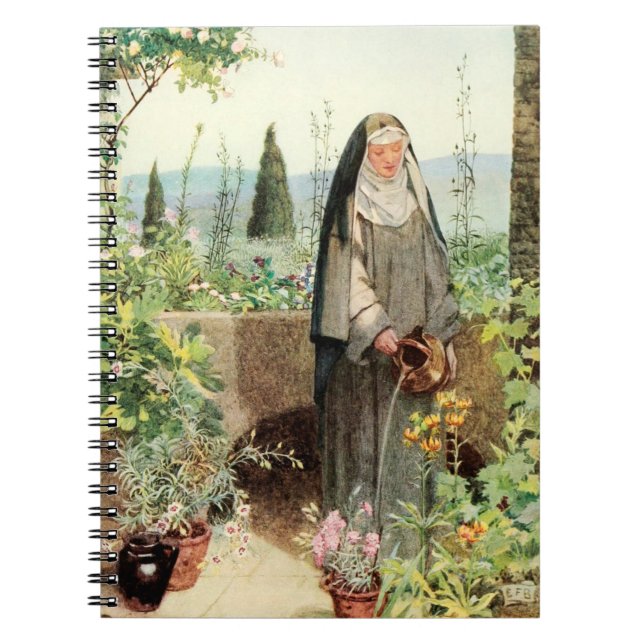 St Clare of Assisi Watering Flowers (M 065) Notebook (Front)