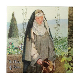 St Clare of Assisi Watering Flowers (M 065) Tile