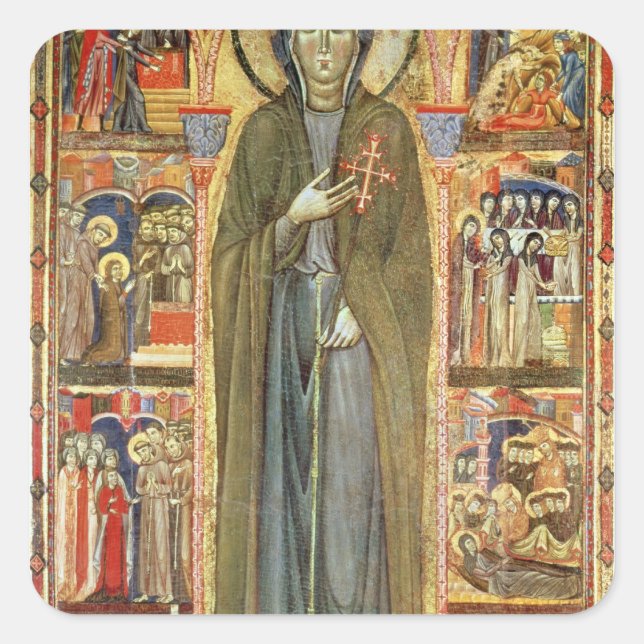 St. Clare with Scenes from her Life Square Sticker (Front)