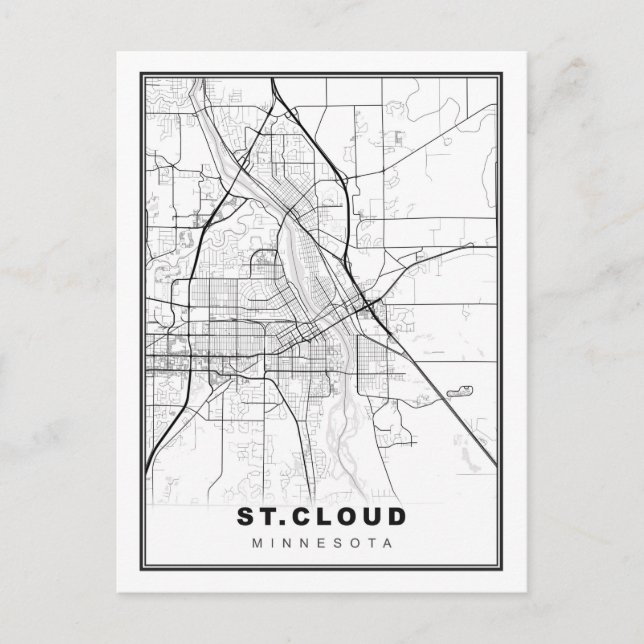 St Cloud Map Postcard (Front)