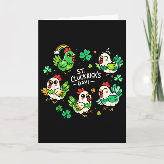 St. Cluckrick's Day Funny Chicken Lucky St. Patric Card (Front)