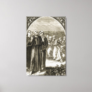 St. Columba chanting, and attacked by the Druids, Canvas Print