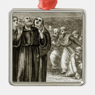 St. Columba chanting, and attacked by the Druids, Metal Tree Decoration