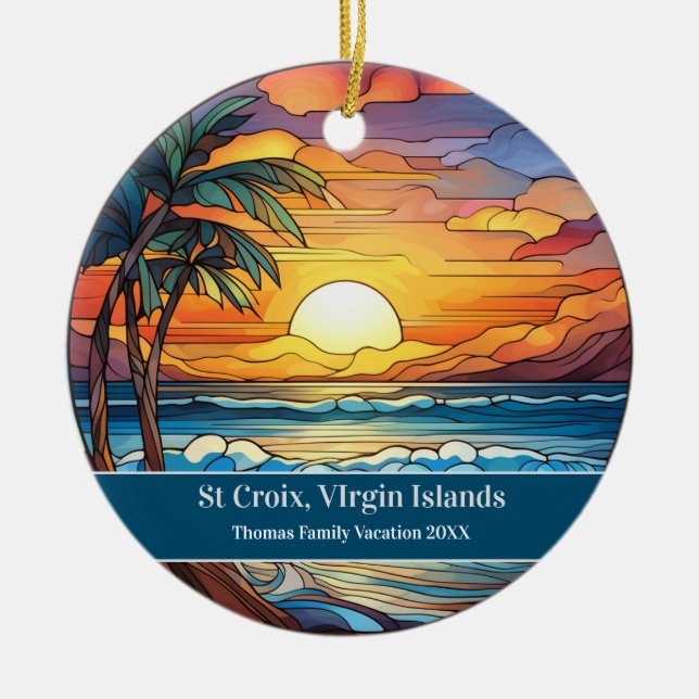 St Croix Beach Vacation Ceramic Tree Decoration (Front)