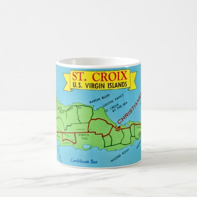 St Croix Map Postcard Blue Mug (Center)