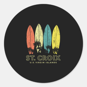 St Croix Retro Surfboards Vintage Boys Girls Souve Classic Round Sticker