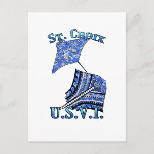 St Croix U V.I. Vacation Tribal Stingray Ocean Postcard