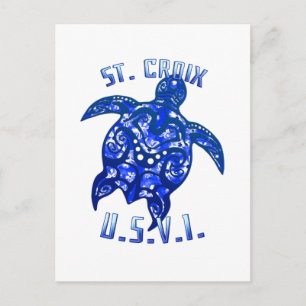 St Croix USVI Vacation Tribal Turtle Postcard