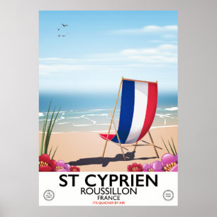 St Cyprien, Roussillon France travel poster