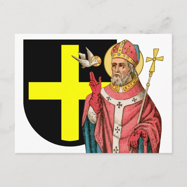St. David of Wales (P 001) and His Shield Postcard (Front)