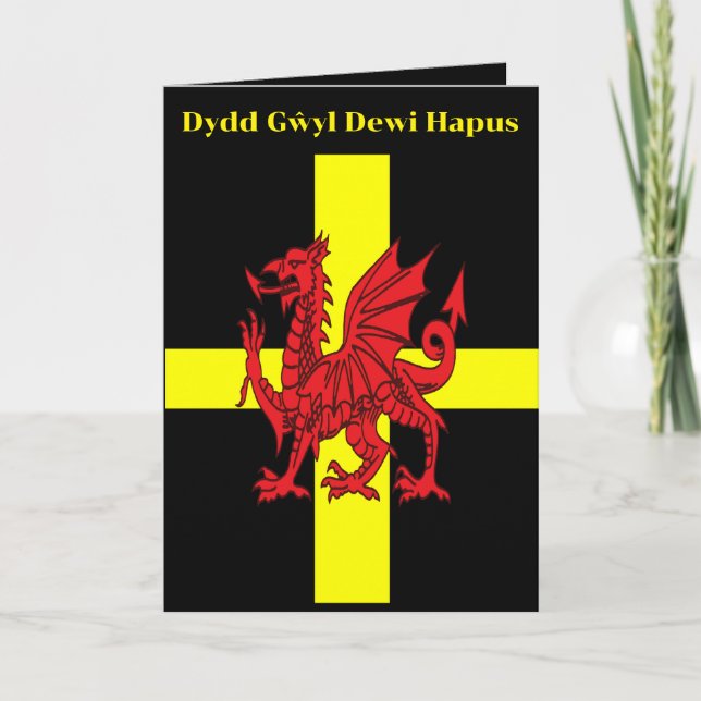 St Davids Cross And Welsh Dragon Heraldry Design Card (Front)